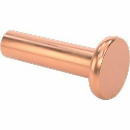 BSC PREFERRED Copper Flat Head Solid Rivets 1/8 Diameter for 0.438 Maximum Material Thickness, 100PK 97440A335